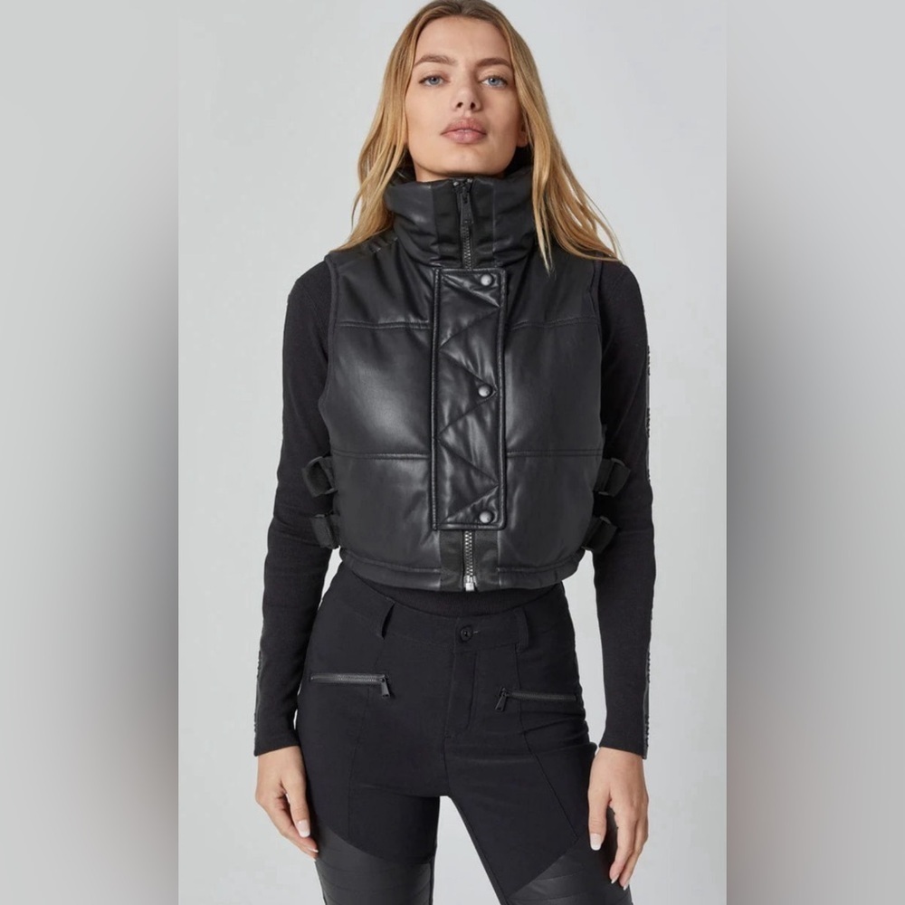 Alp N’ Rock faux Leather Cropped Vest Black